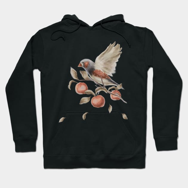 Delicate Bird Design Hoodie by NJORDUR